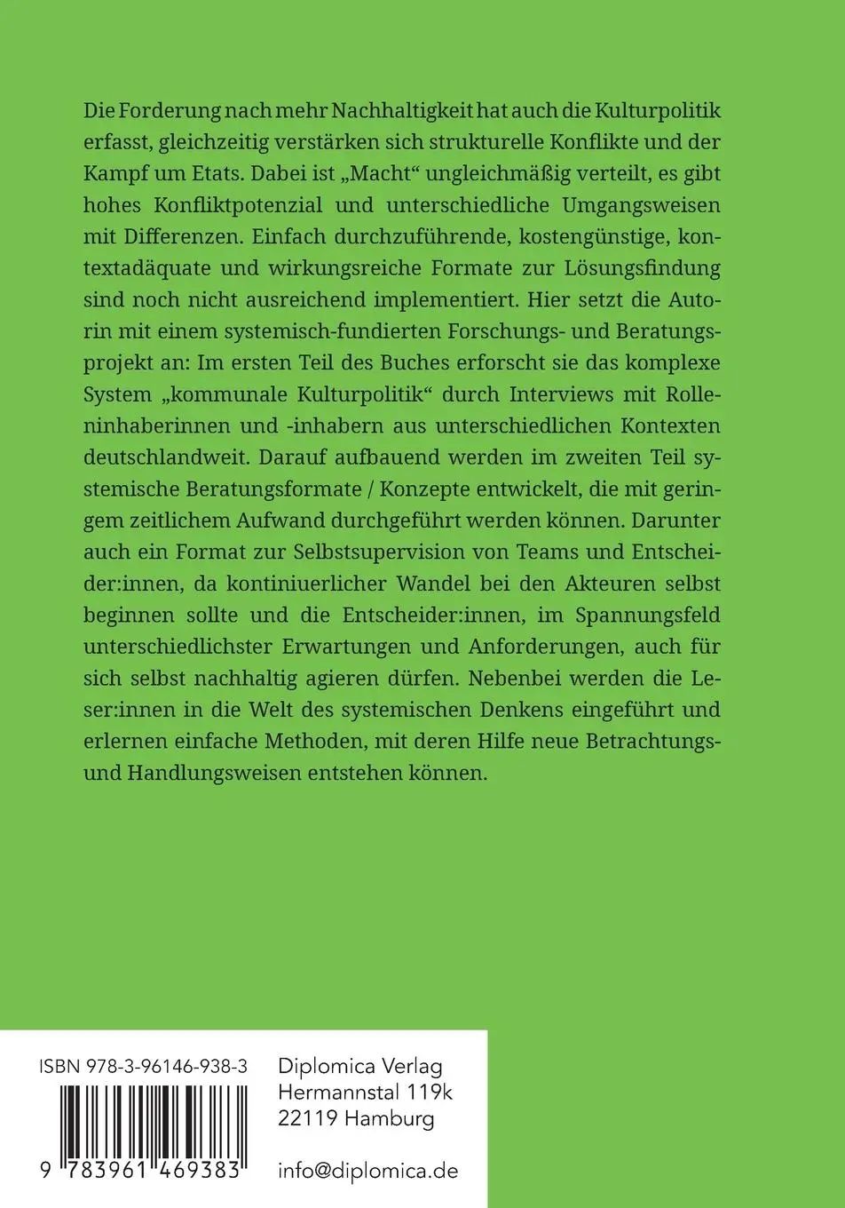 Rückseite: 9783961469383 | Nachhaltige Kulturpolitik ¿ systemisch gedacht und systemisch...