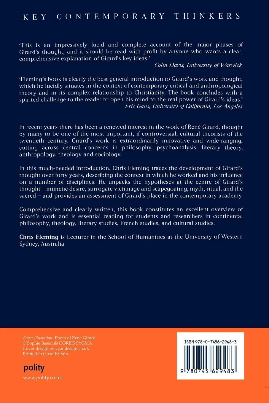 Rückseite: 9780745629483 | Rene Girard | Violence and Mimesis | Chris Fleming | Taschenbuch