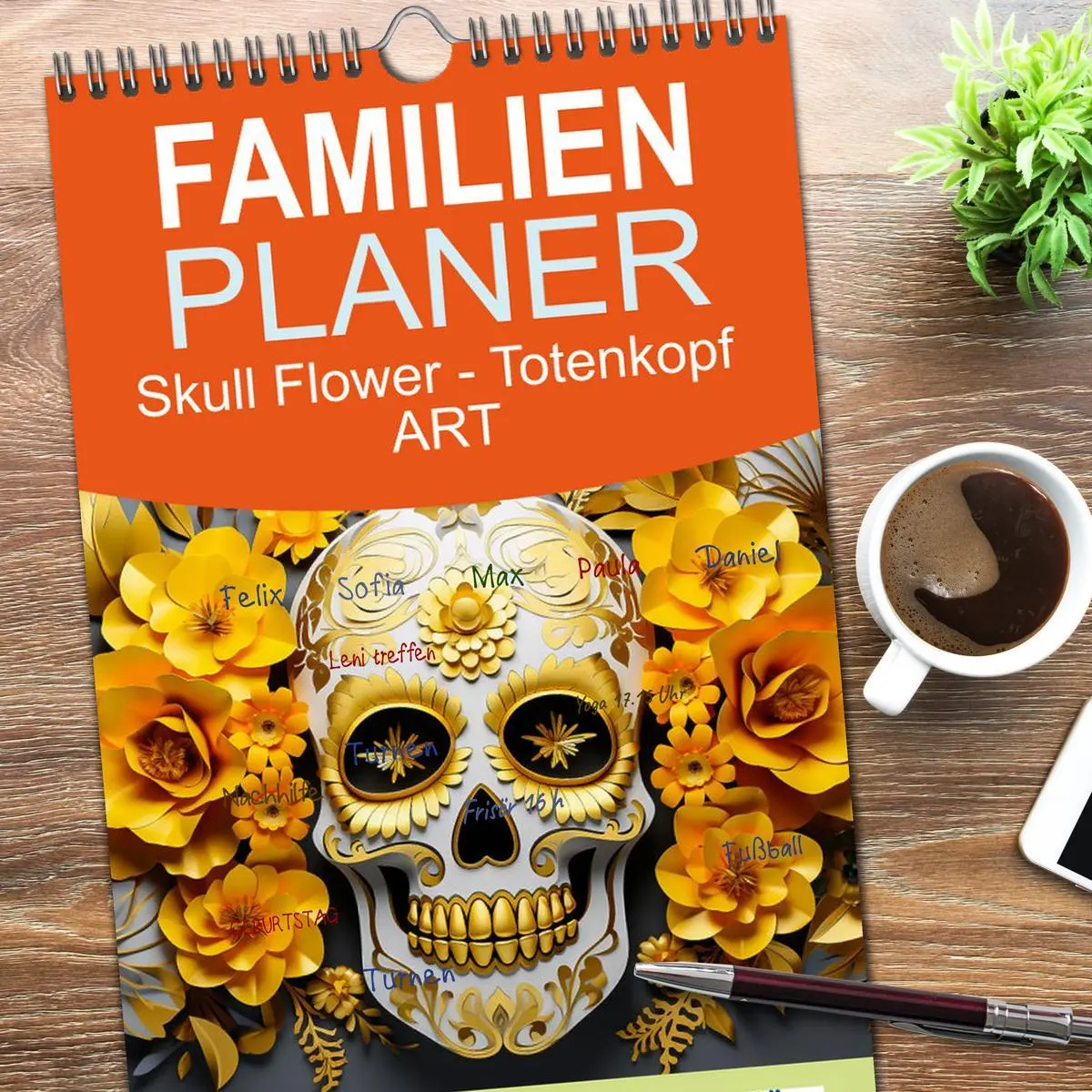 Bild: 9783516499483 | Familienplaner 2026 - Skull Flower - Totenkopf ART mit 5 Spalten...