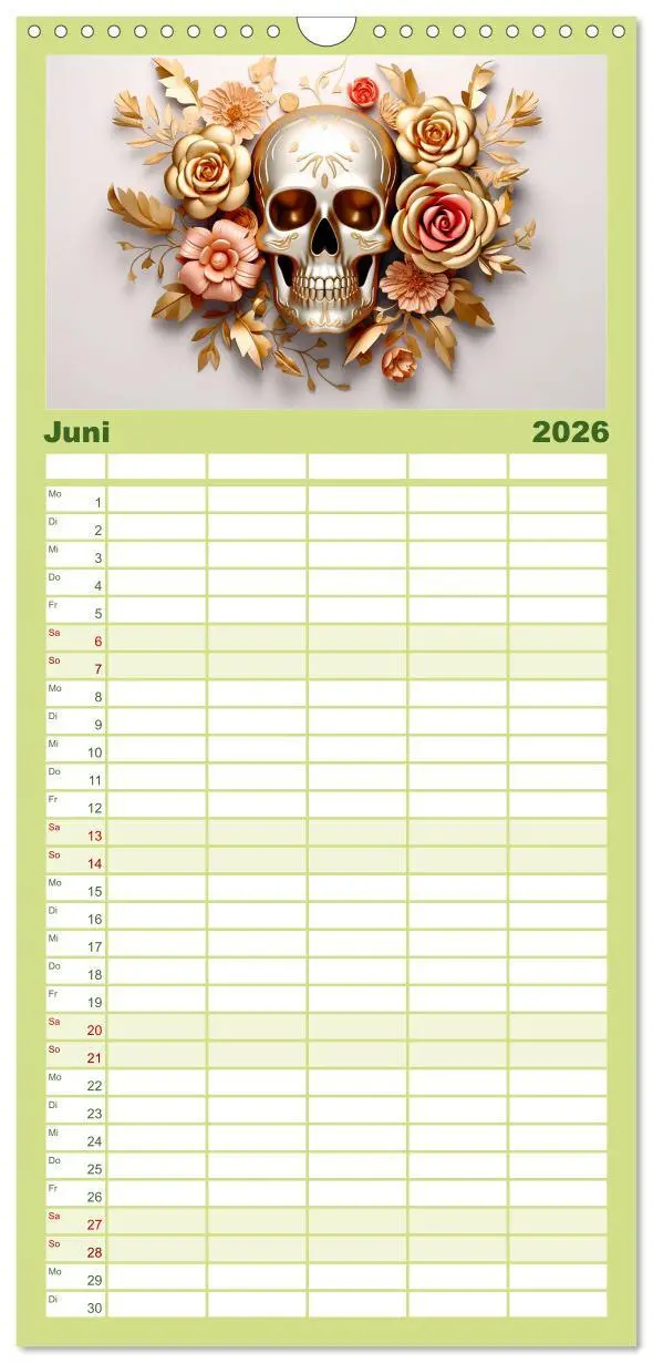 Bild: 9783516499483 | Familienplaner 2026 - Skull Flower - Totenkopf ART mit 5 Spalten...