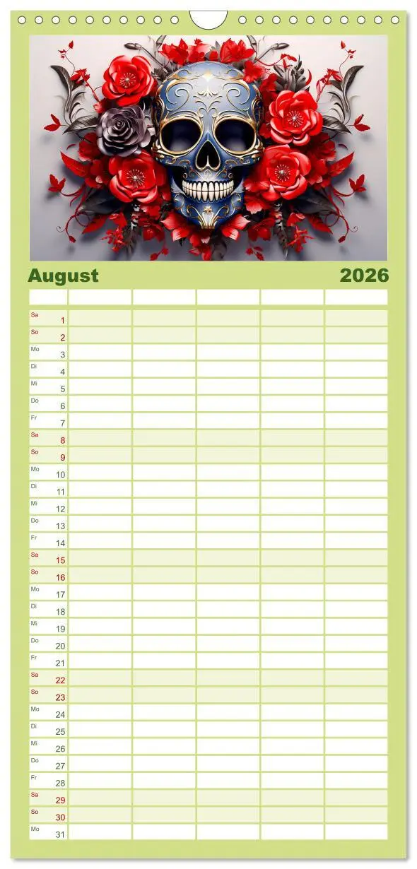 Bild: 9783516499483 | Familienplaner 2026 - Skull Flower - Totenkopf ART mit 5 Spalten...