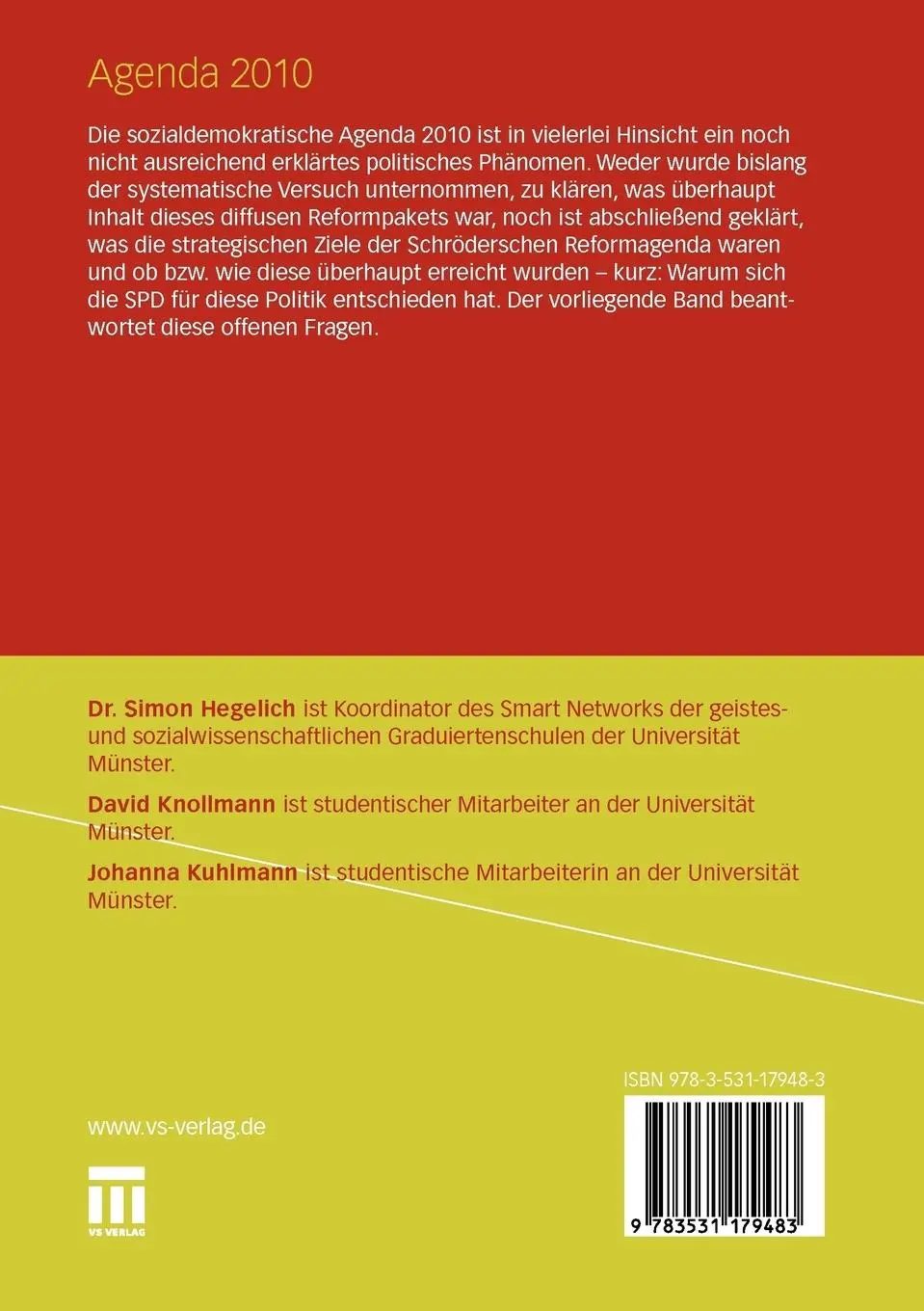 Rückseite: 9783531179483 | Agenda 2010 | Strategien - Entscheidungen - Konsequenzen | Taschenbuch