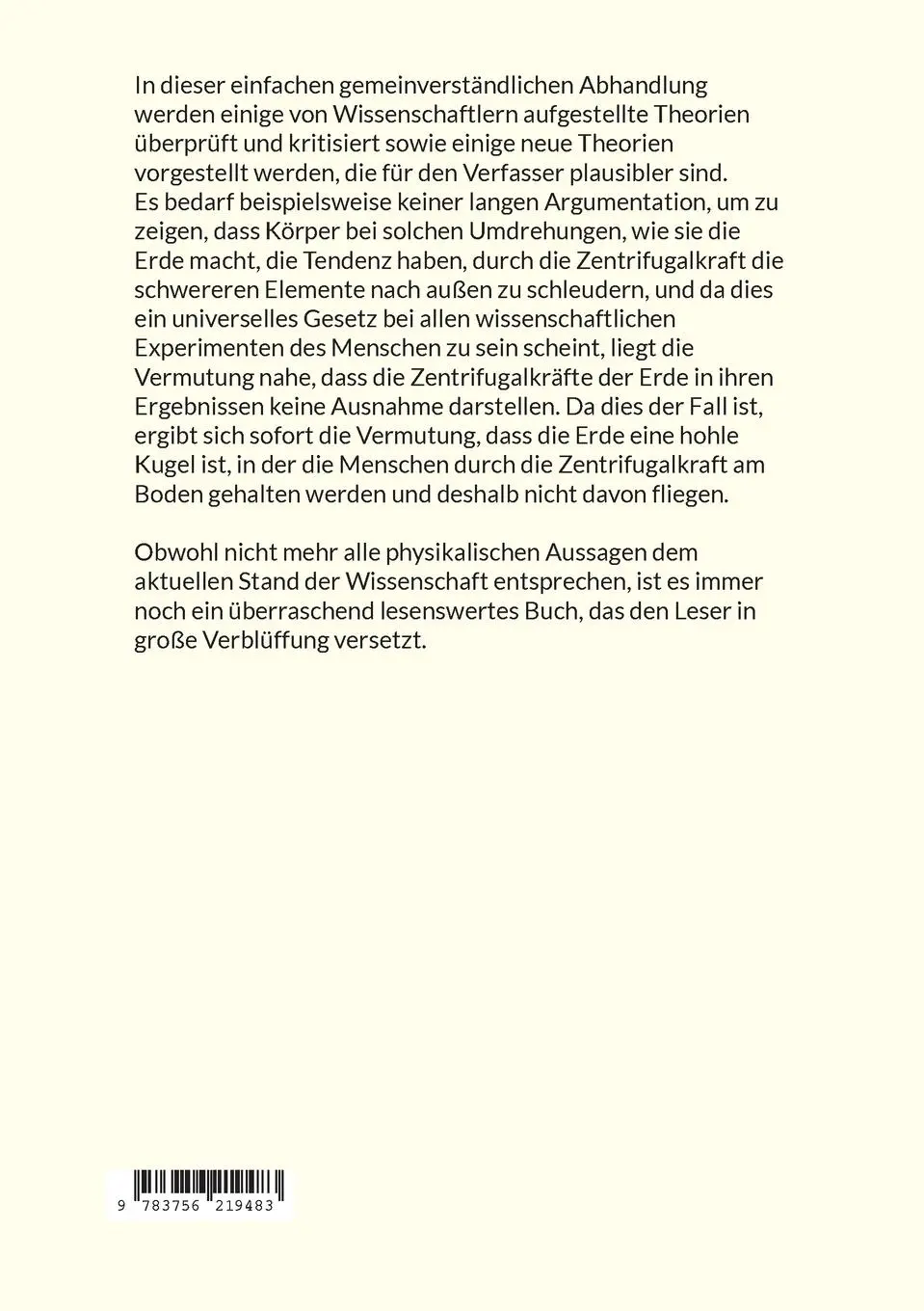 Rückseite: 9783756219483 | Die Hohle Erde | Leben wir im Innern einer Kugel? | F. T. Ives | Buch
