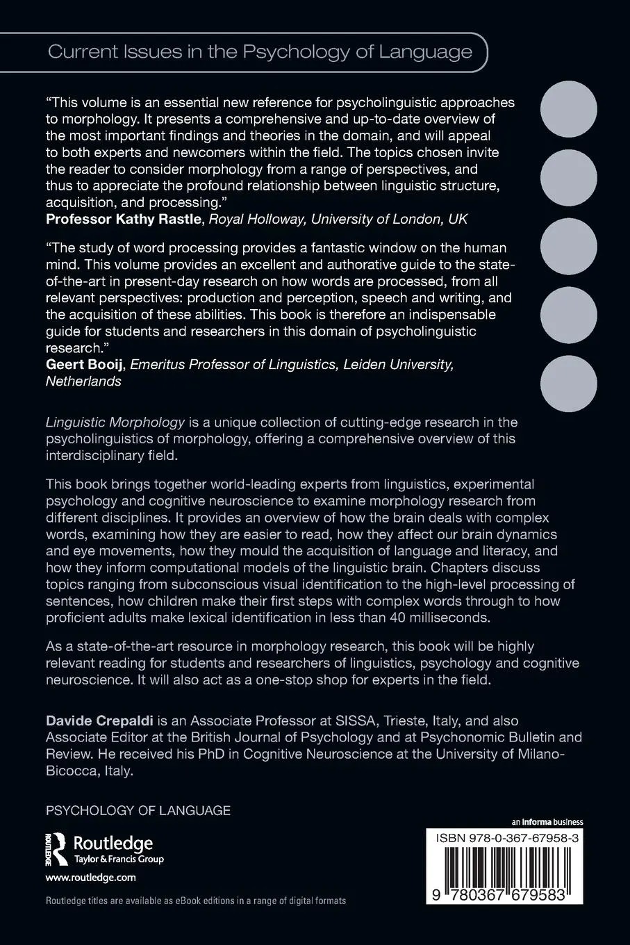 Rückseite: 9780367679583 | Linguistic Morphology in the Mind and Brain | Davide Crepaldi | Buch