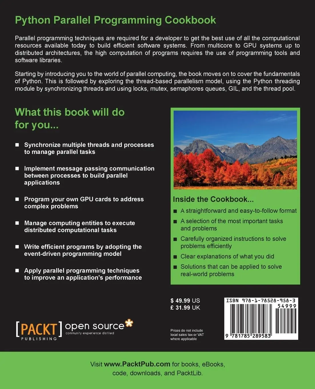 Rückseite: 9781785289583 | Python Parallel Programming Cookbook | Giancarlo Zaccone | Taschenbuch