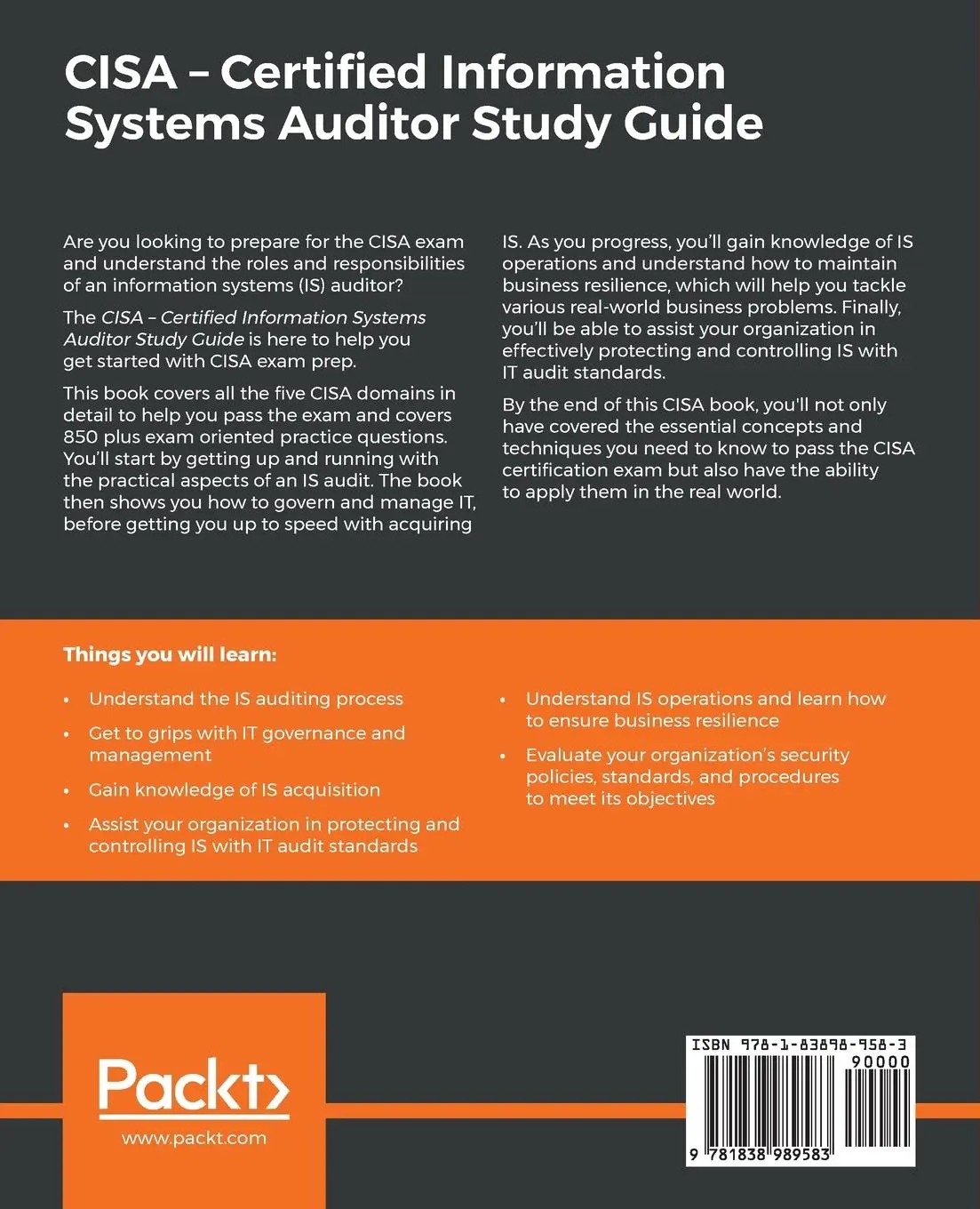 Rückseite: 9781838989583 | CISA - Certified Information Systems Auditor Study Guide | Doshi