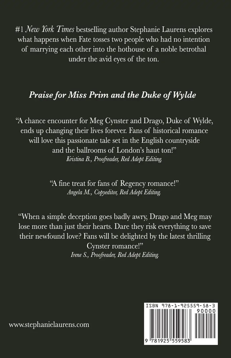 Rückseite: 9781925559583 | Miss Prim and the Duke of Wylde | Stephanie Laurens | Taschenbuch