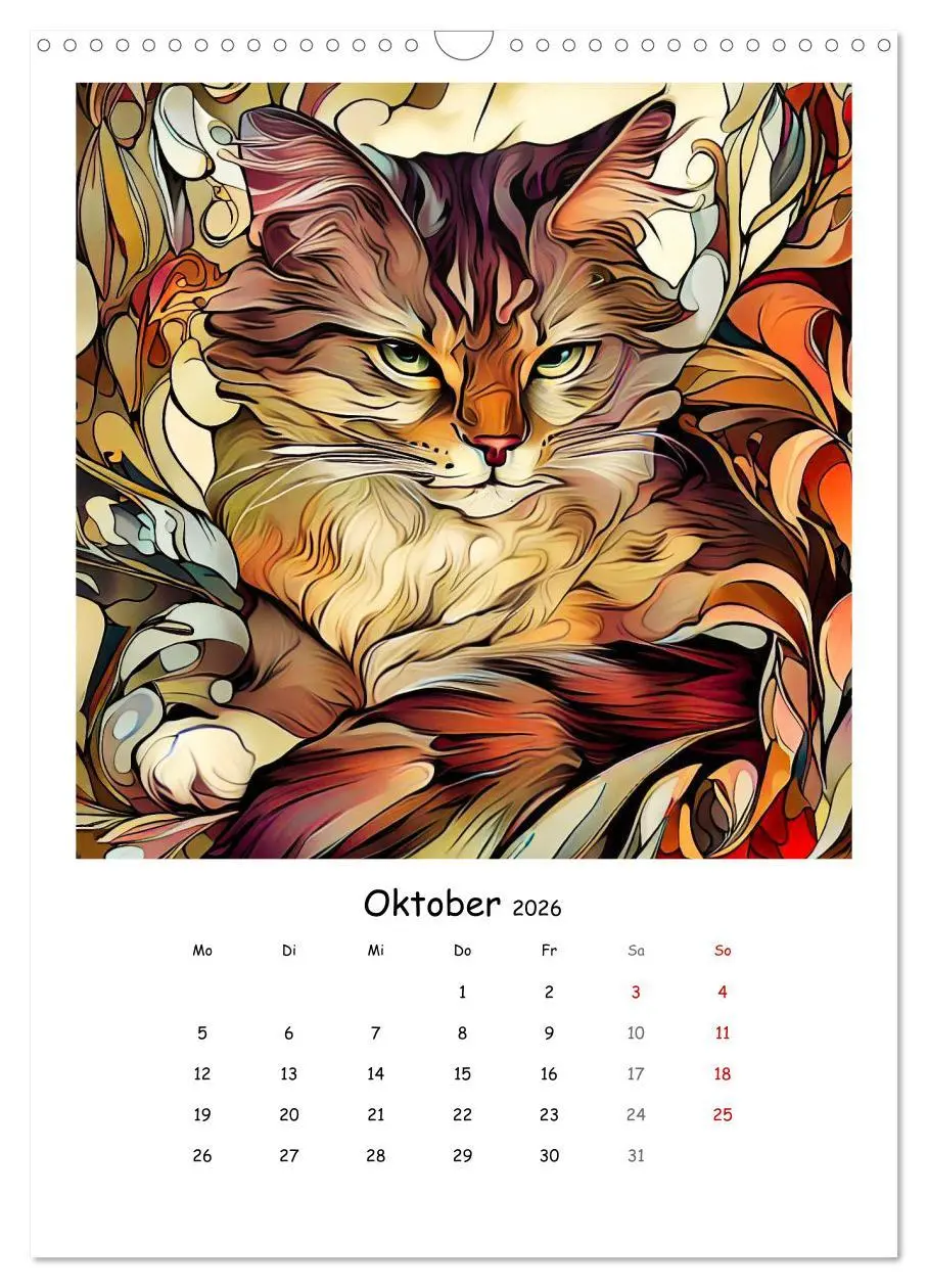 Bild: 9783516319583 | Jugendstil Katzen (Wandkalender 2026 DIN A3 hoch), CALVENDO...