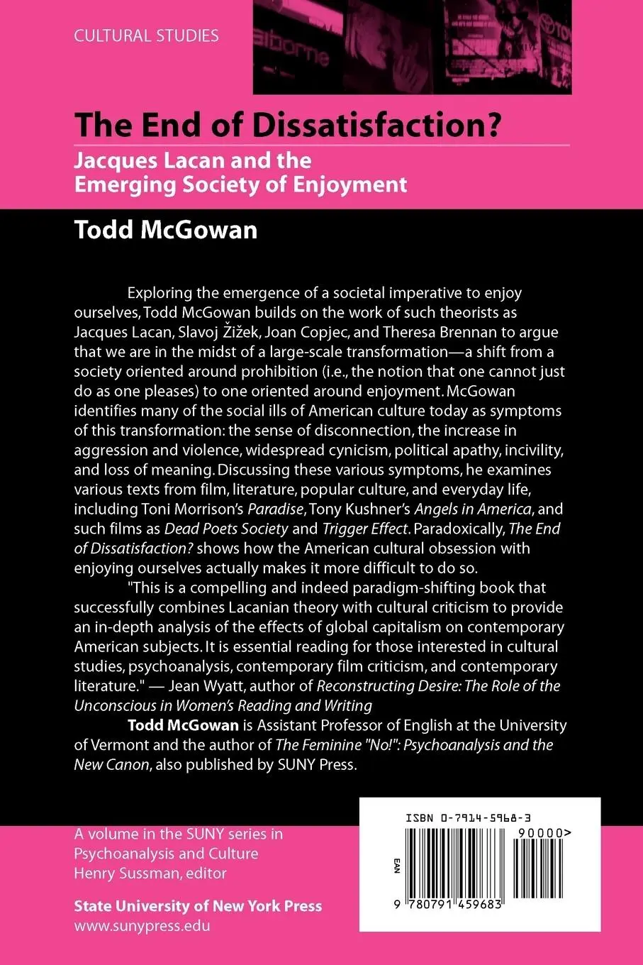 Rückseite: 9780791459683 | The End of Dissatisfaction? | Todd McGowan | Taschenbuch | Englisch