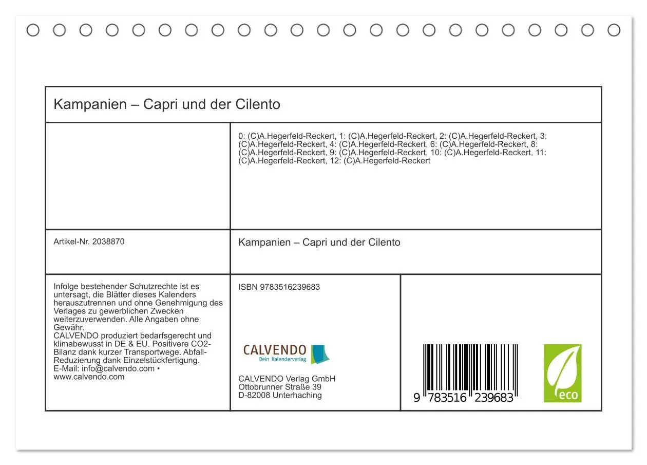 Bild: 9783516239683 | Kampanien - Capri und der Cilento (Tischkalender 2026 DIN A5 quer),...