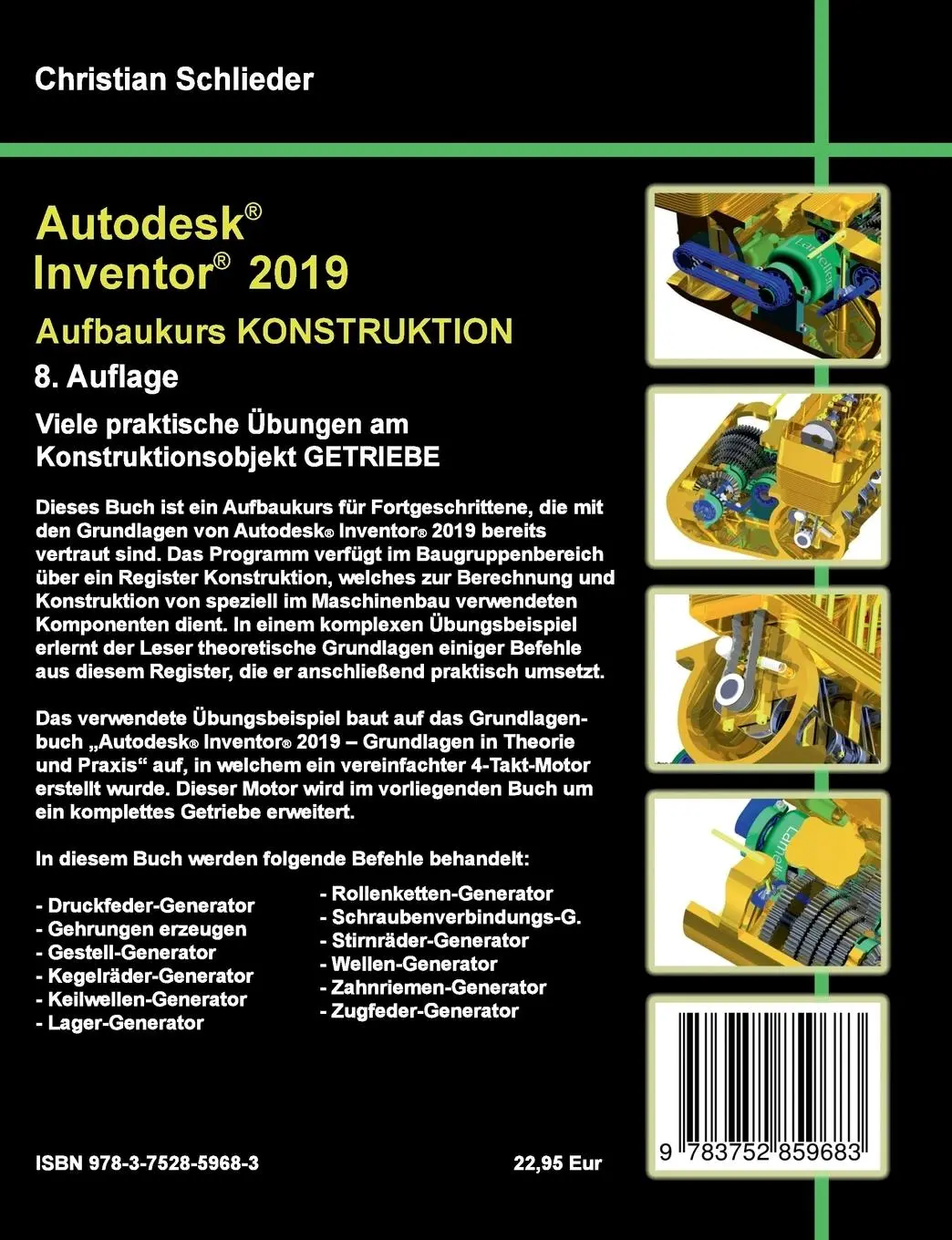 Rückseite: 9783752859683 | Autodesk Inventor 2019 - Aufbaukurs Konstruktion | Christian Schlieder