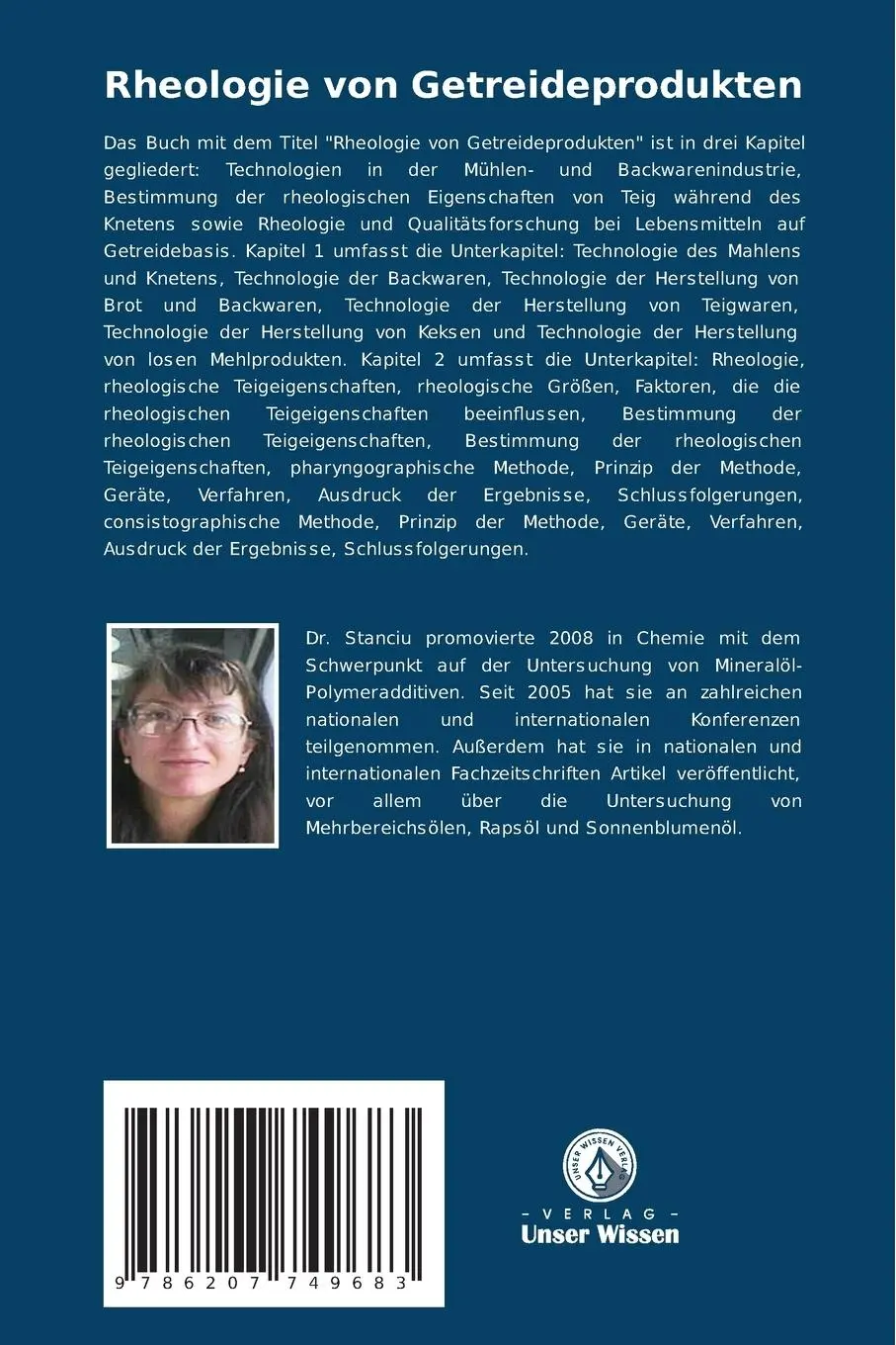 Rückseite: 9786207749683 | Rheologie von Getreideprodukten | Ioana Stanciu | Taschenbuch | 76 S.