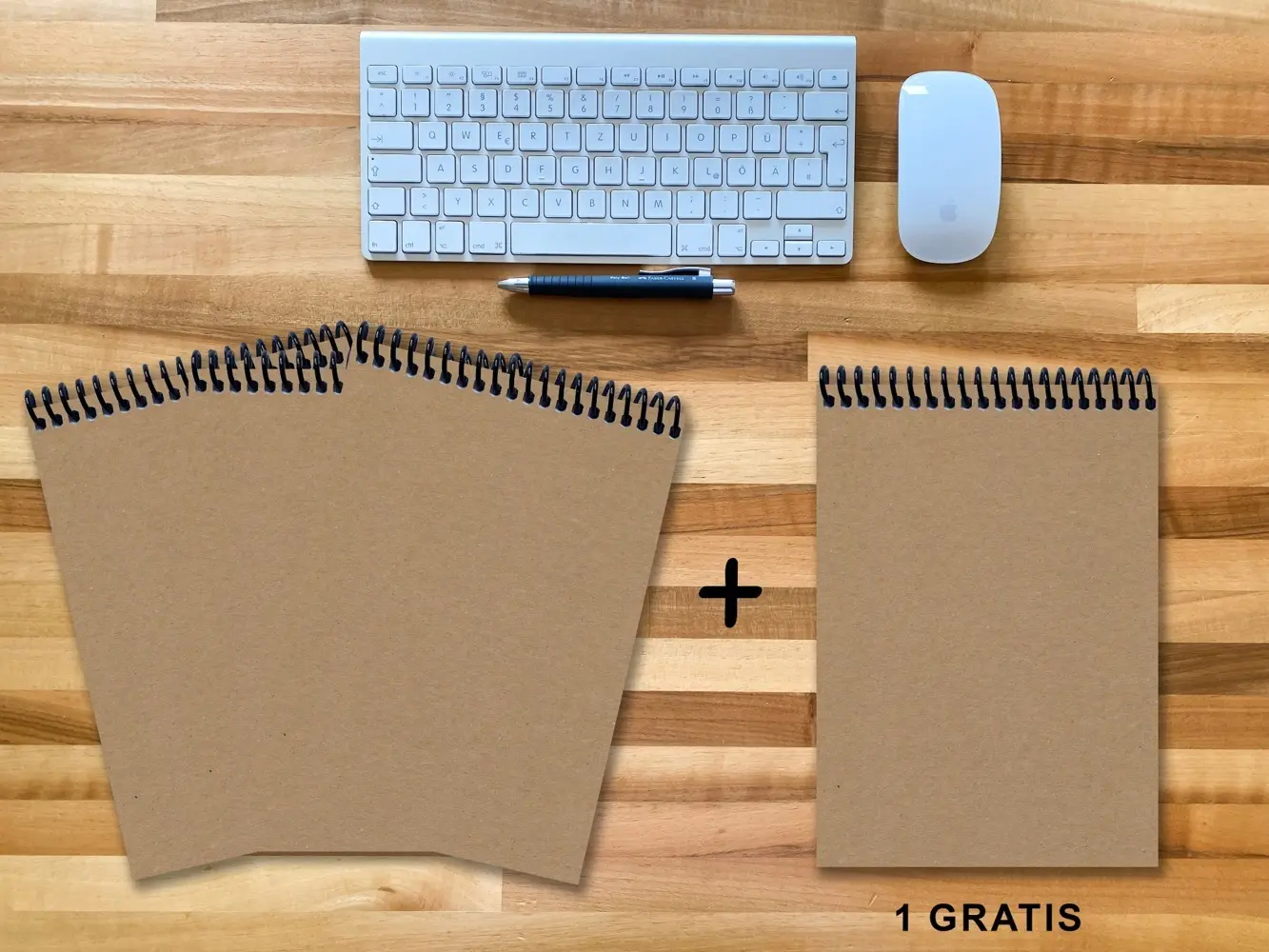 A 4 Notizblock - Set, 3+1 gratis, Luxury 80 Seiten MUSKAT Designerecycling, kariert 5x5mm