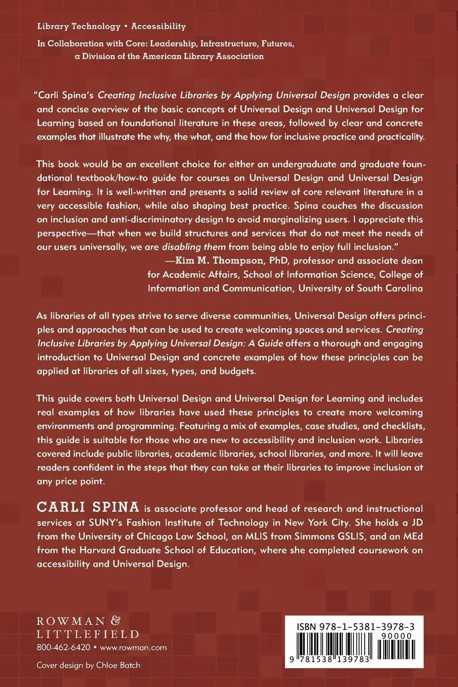 Rückseite: 9781538139783 | Creating Inclusive Libraries by Applying Universal Design | A Guide