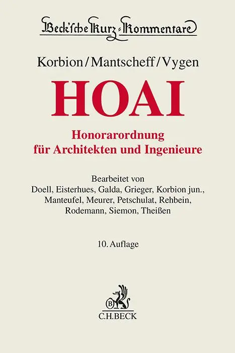 Cover: 9783406719783 | Honorarordnung für Architekten und Ingenieure (HOAI) | Korbion (u. a.)