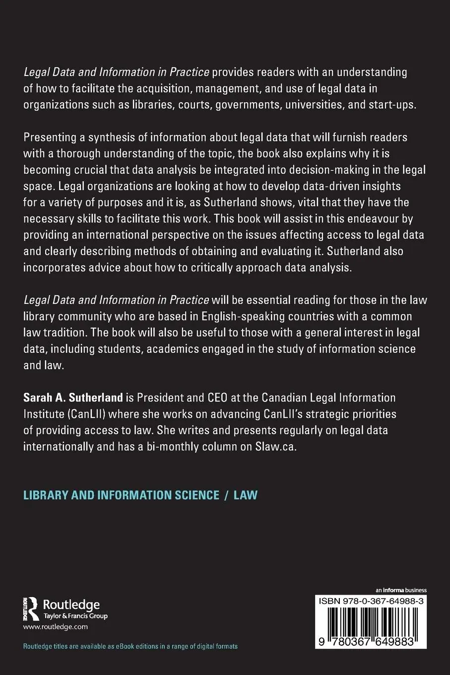 Rückseite: 9780367649883 | Legal Data and Information in Practice | How Data and the Law Interact
