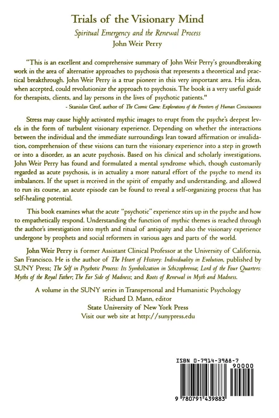 Rückseite: 9780791439883 | Trials of the Visionary Mind | John Weir Perry | Taschenbuch | 1998