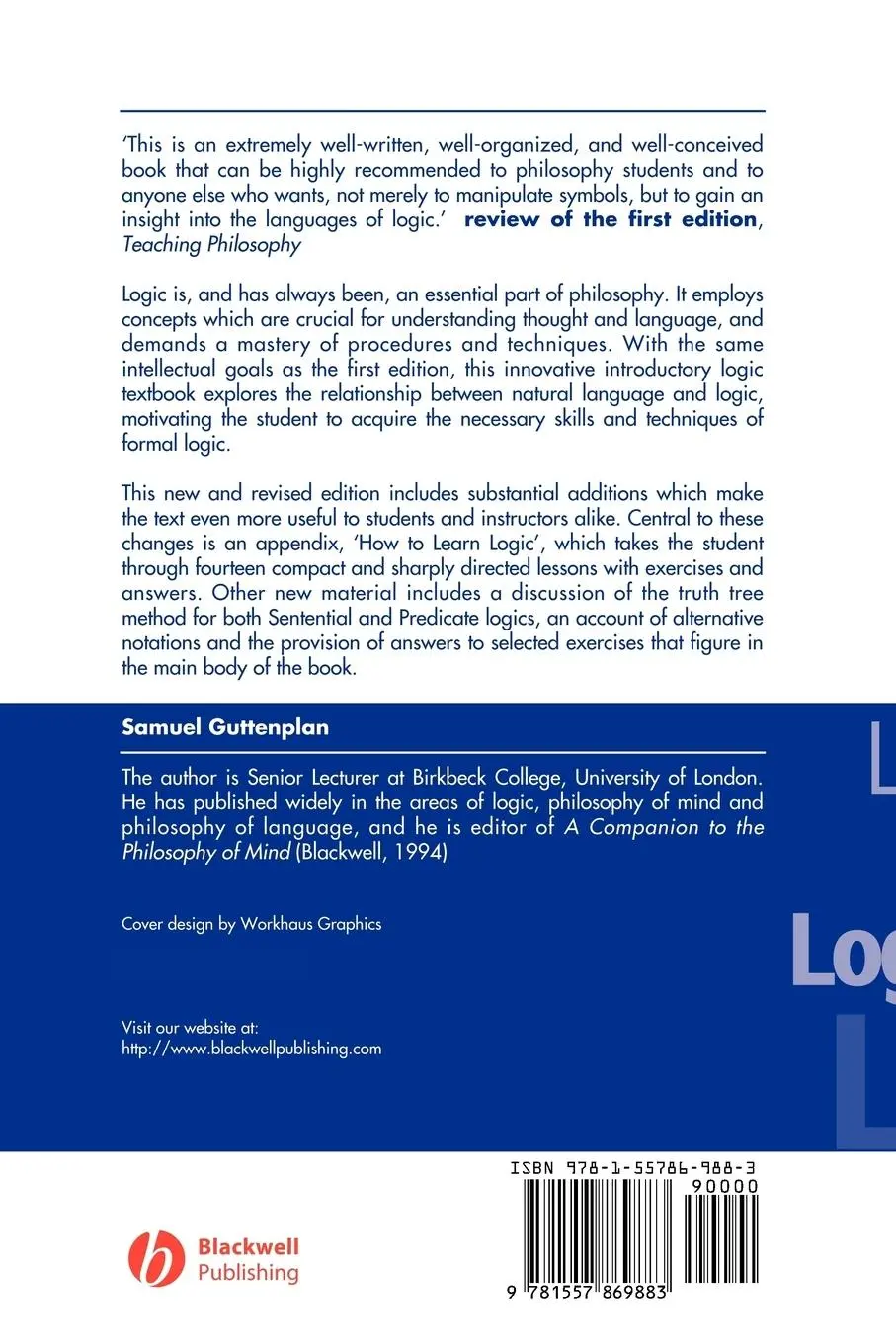 Rückseite: 9781557869883 | The Languages of Logic | An Introduction to Formal Logic | Guttenplan