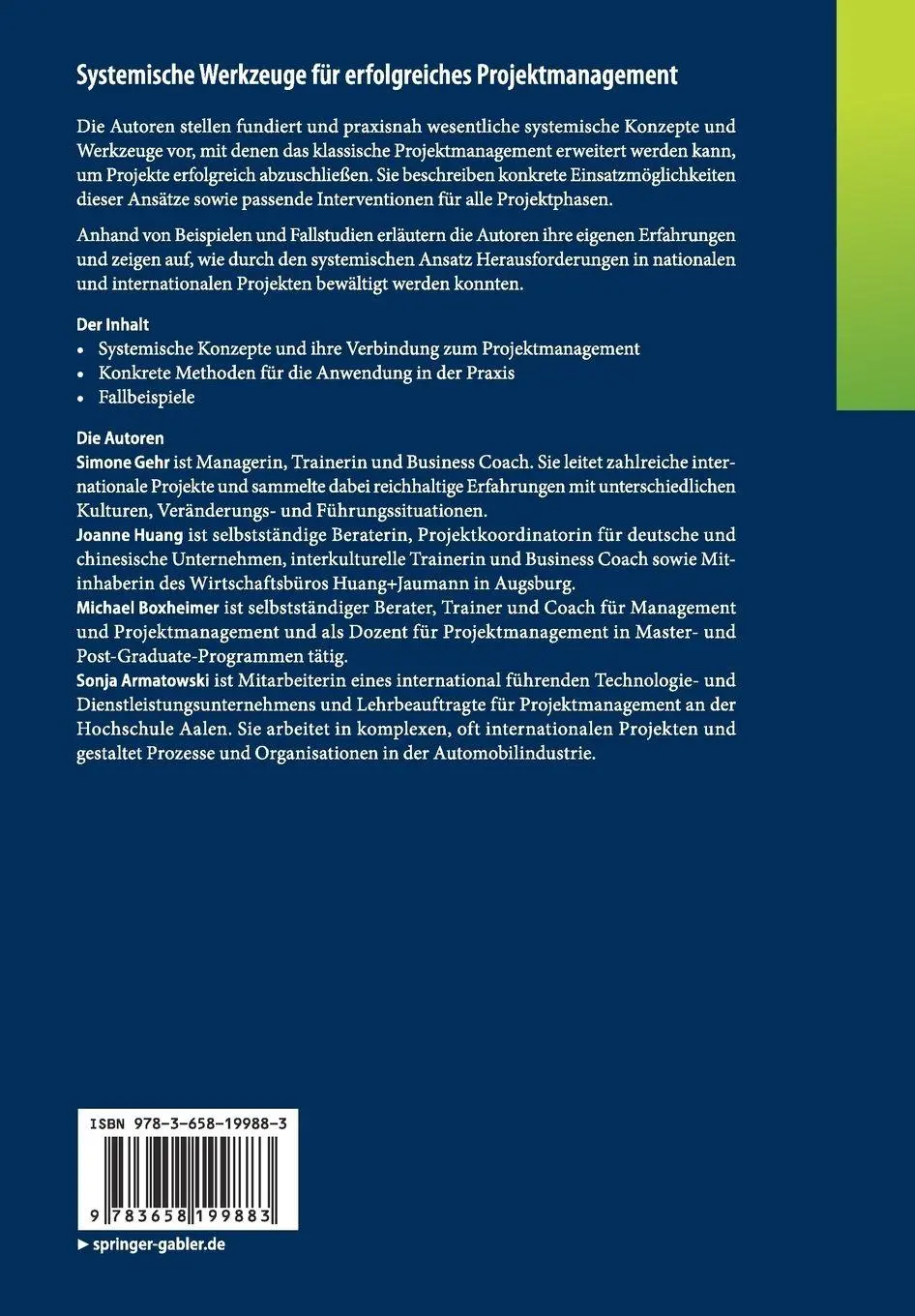 Rückseite: 9783658199883 | Systemische Werkzeuge für erfolgreiches Projektmanagement | Buch | XVI