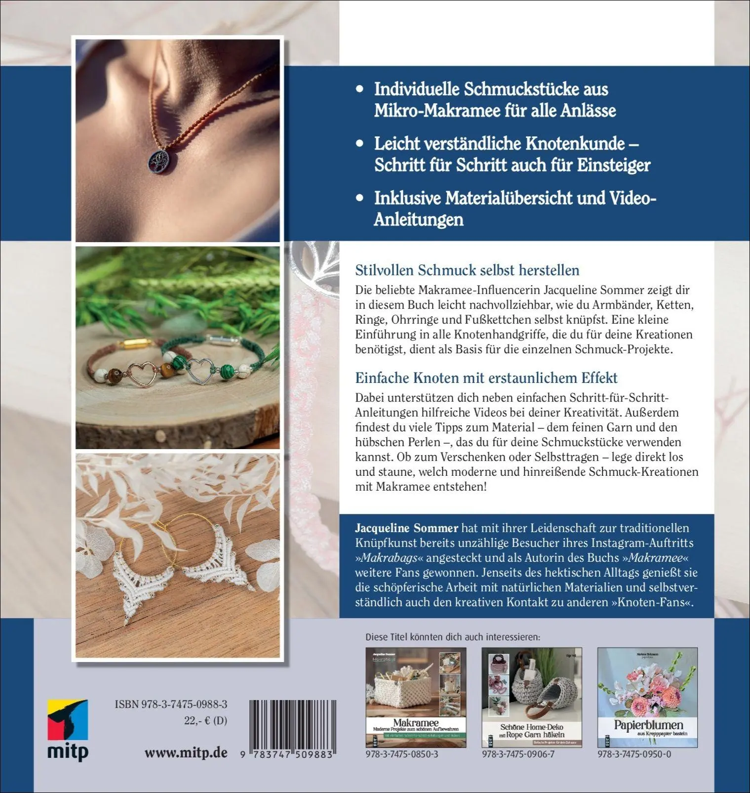 Rückseite: 9783747509883 | Kunstvoller Makramee-Schmuck | Jacqueline Sommer | Buch | mitp Kreativ