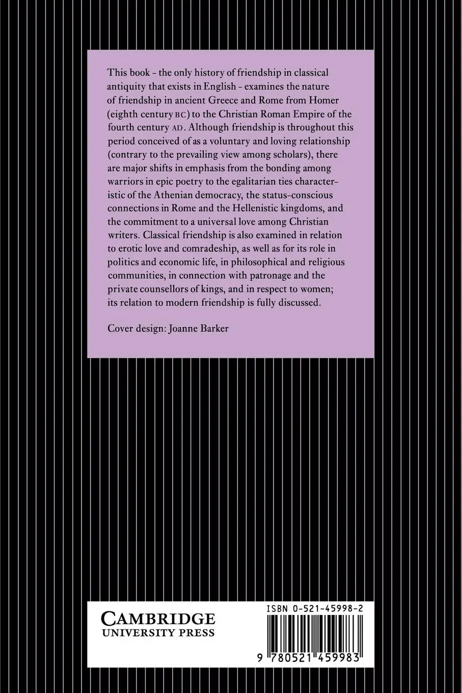 Rückseite: 9780521459983 | Friendship in the Classical World | David Konstan | Taschenbuch | 2005