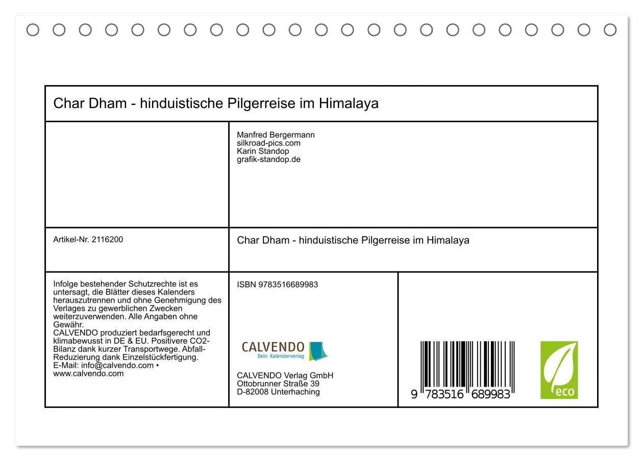 Bild: 9783516689983 | Char Dham - hinduistische Pilgerreise im Himalaya (Tischkalender...