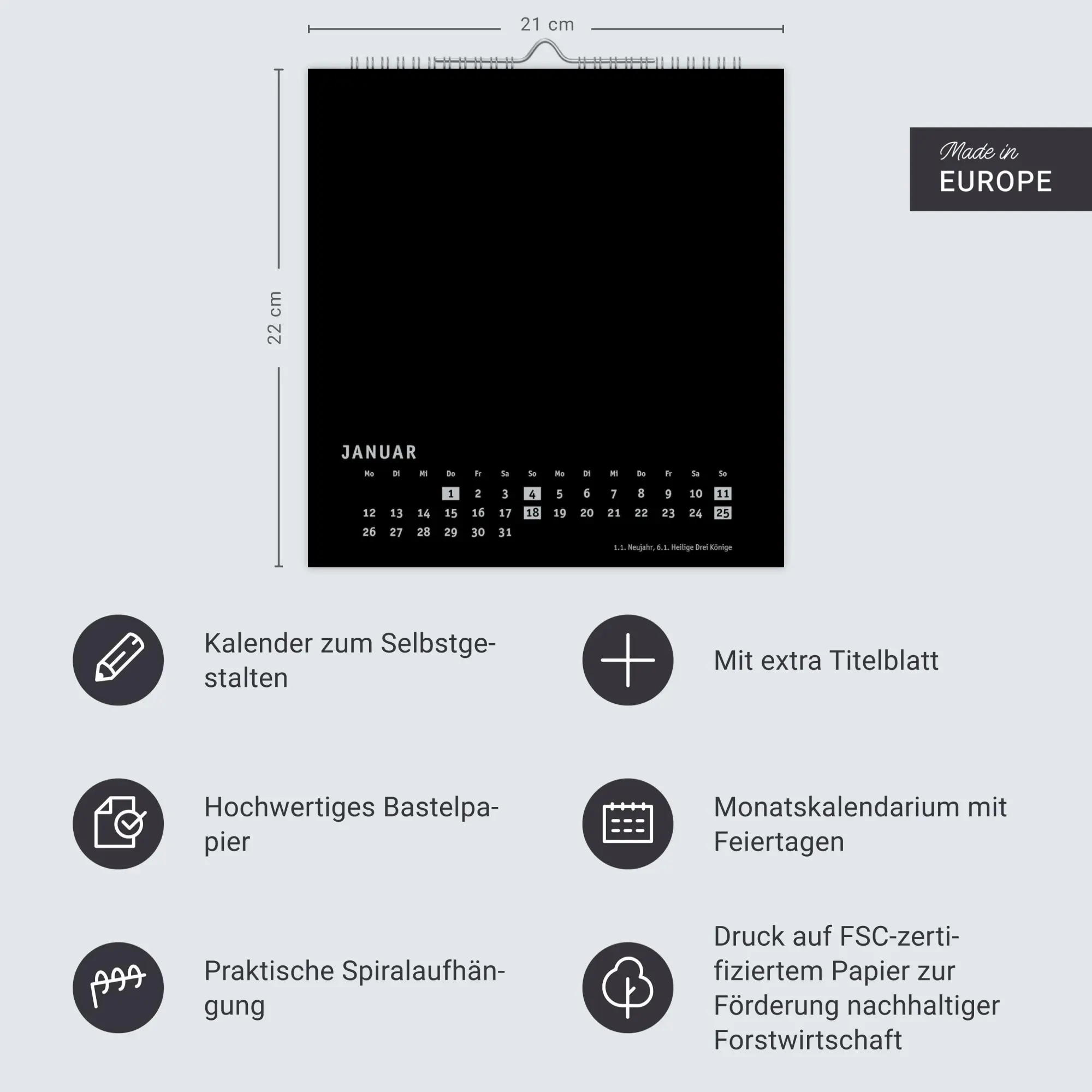 Bild: 9783756409983 | Premium-Bastelkalender schwarz mittel 2026 | Heye | Kalender | 14 S.