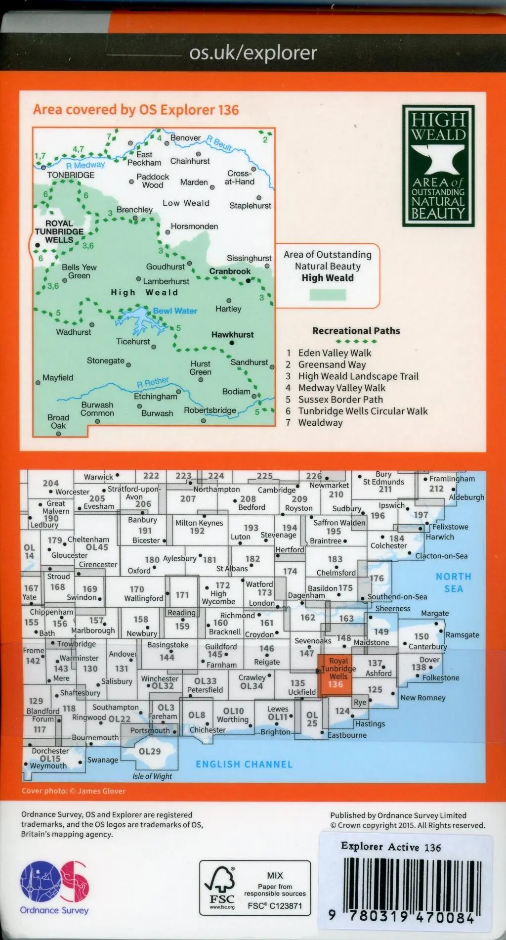 Bild: 9780319470084 | High Weald, Royal Tunbridge Wells | Ordnance Survey | (Land-)Karte