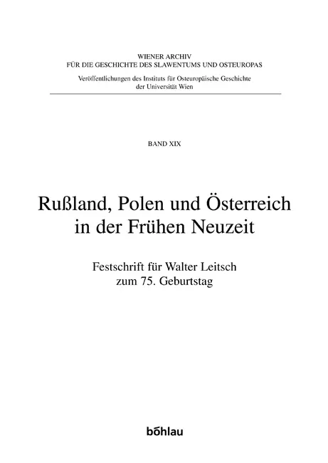 Cover: 9783205770084 | Rußland, Polen und Österreich in der Frühen Neuzeit | Andreas Kappeler