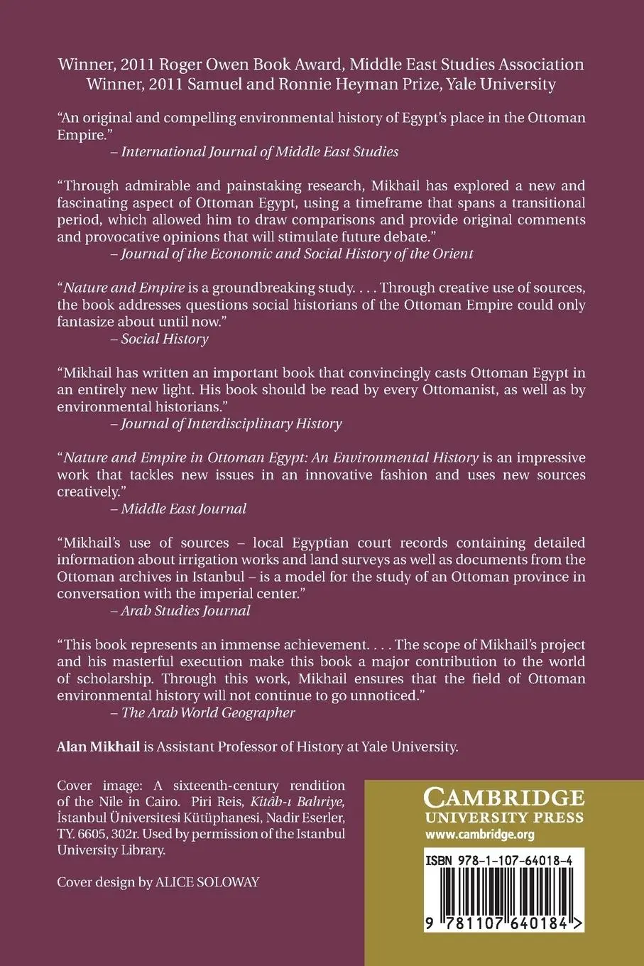 Rückseite: 9781107640184 | Nature and Empire in Ottoman Egypt | An Environmental History | Buch