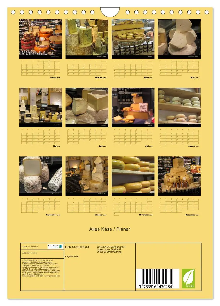 Bild: 9783516470284 | Alles Käse / Planer (Wandkalender 2026 DIN A4 hoch), CALVENDO...