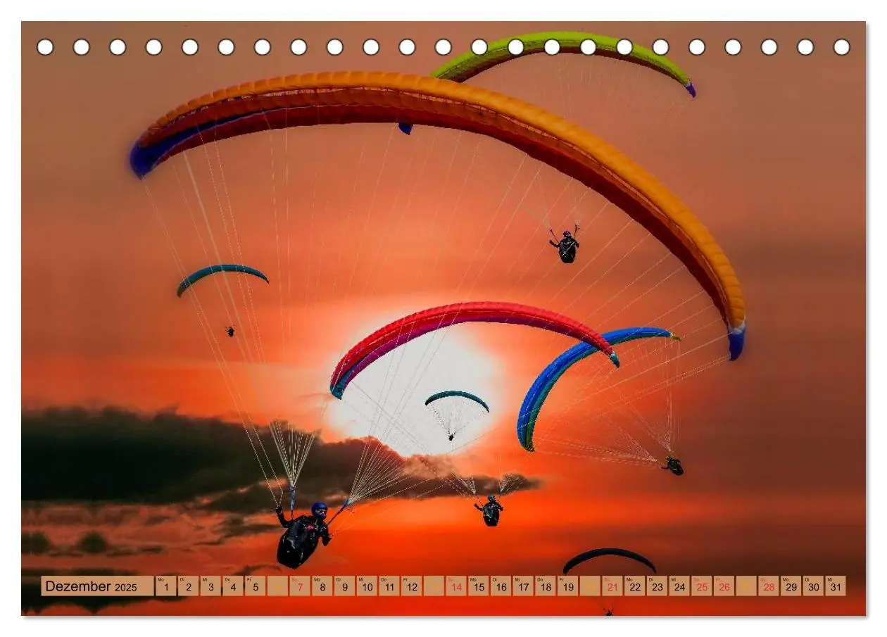 Bild: 9783435590384 | Frei sein - Paragliding (Tischkalender 2025 DIN A5 quer), CALVENDO...