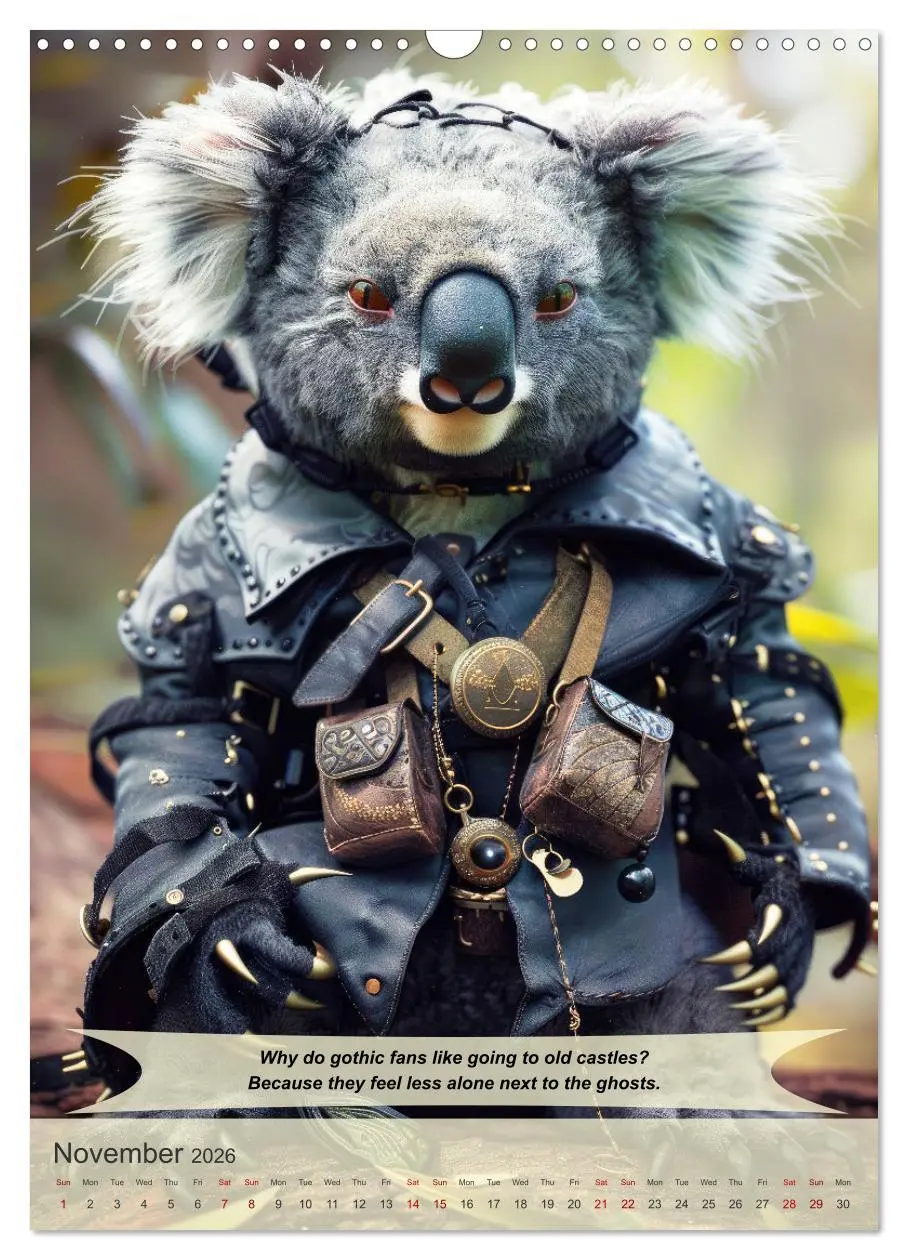 Bild: 9783516530384 | Funny animals in gothic style (Wall Calendar 2026 DIN A3 portrait),...