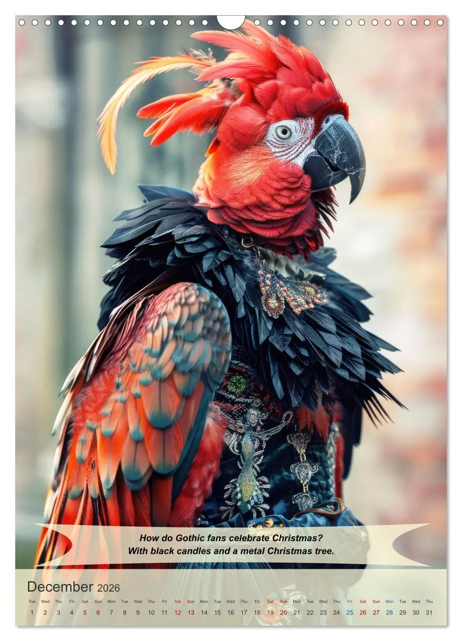 Bild: 9783516530384 | Funny animals in gothic style (Wall Calendar 2026 DIN A3 portrait),...