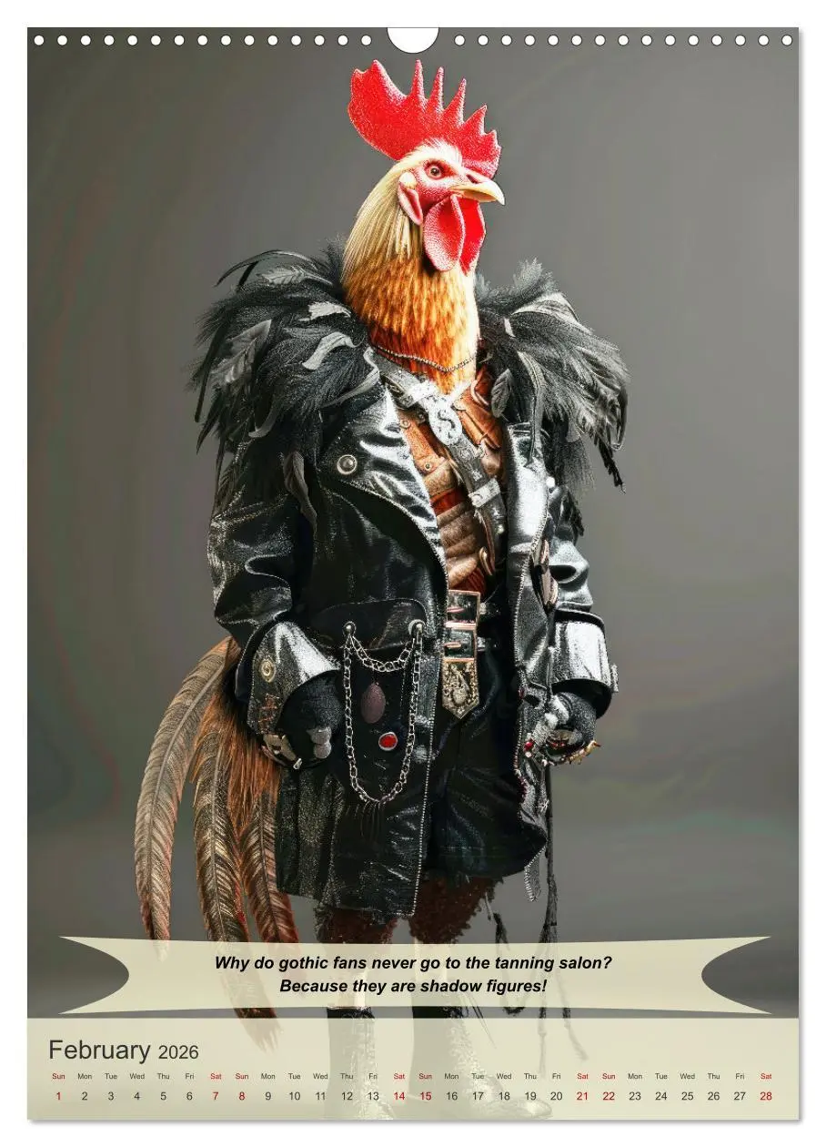 Bild: 9783516530384 | Funny animals in gothic style (Wall Calendar 2026 DIN A3 portrait),...