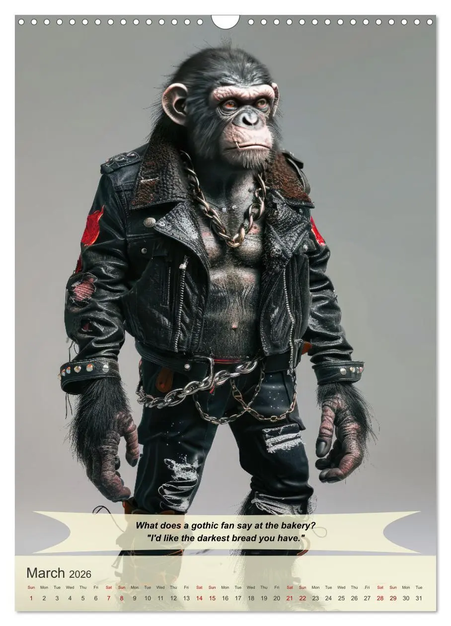 Bild: 9783516530384 | Funny animals in gothic style (Wall Calendar 2026 DIN A3 portrait),...