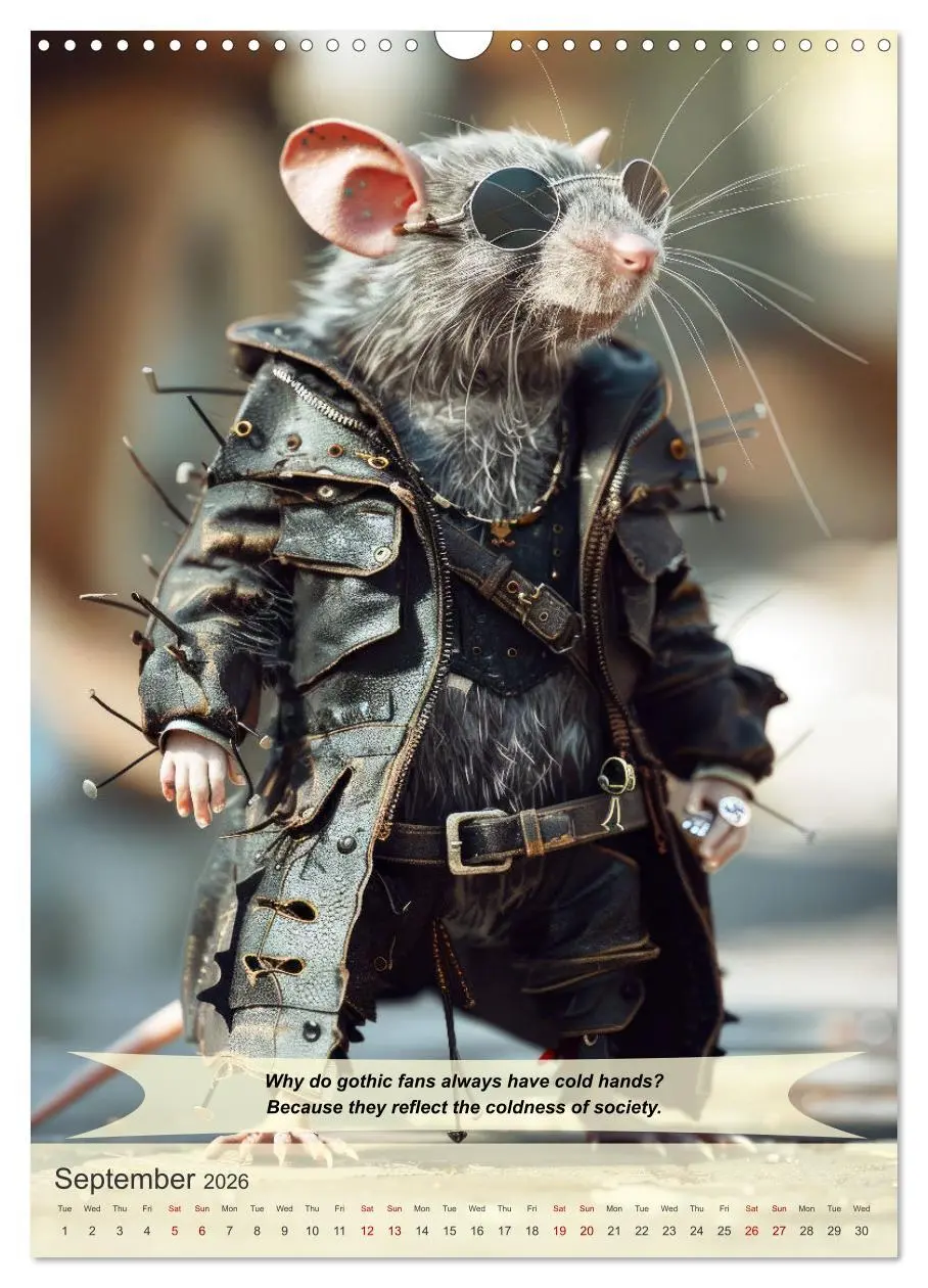 Bild: 9783516530384 | Funny animals in gothic style (Wall Calendar 2026 DIN A3 portrait),...
