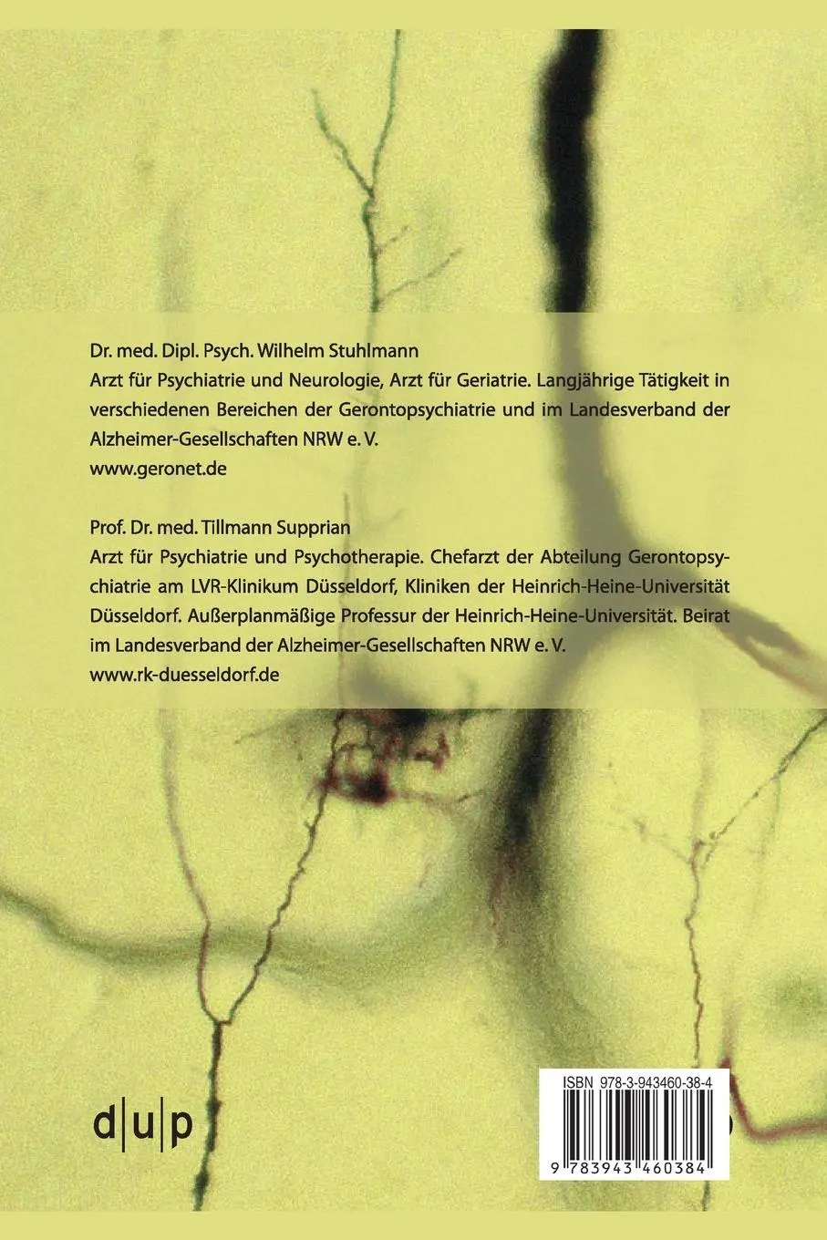 Rückseite: 9783943460384 | Früherkennung der Demenz | Tilmann Supprian (u. a.) | Taschenbuch