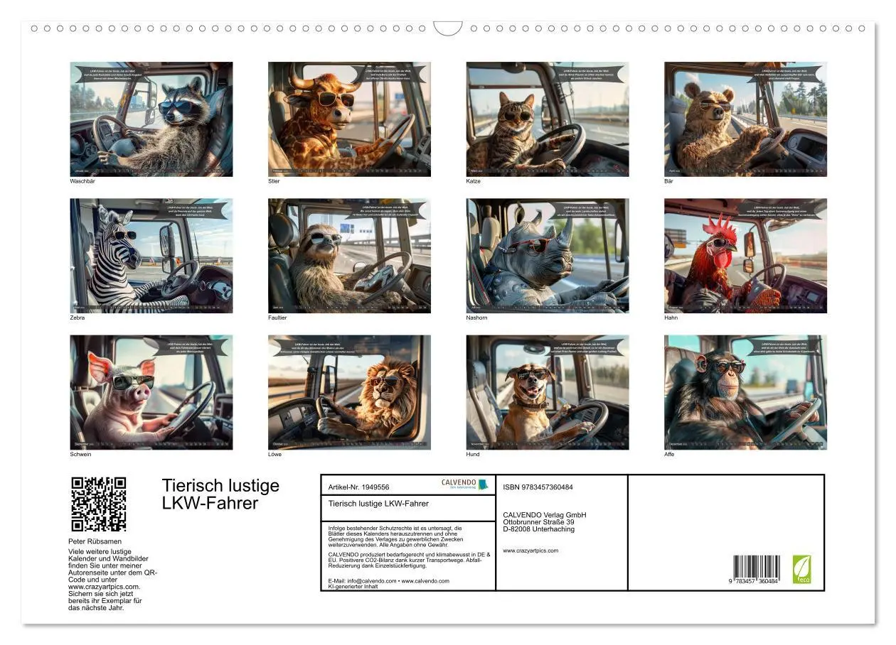 Bild: 9783457360484 | Tierisch lustige LKW-Fahrer (Wandkalender 2026 DIN A2 quer),...