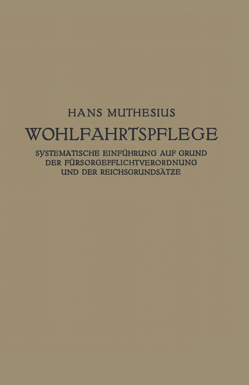 Cover: 9783642940484 | Die Wohlfahrtspflege | Hans Muthesius | Taschenbuch | viii | Deutsch