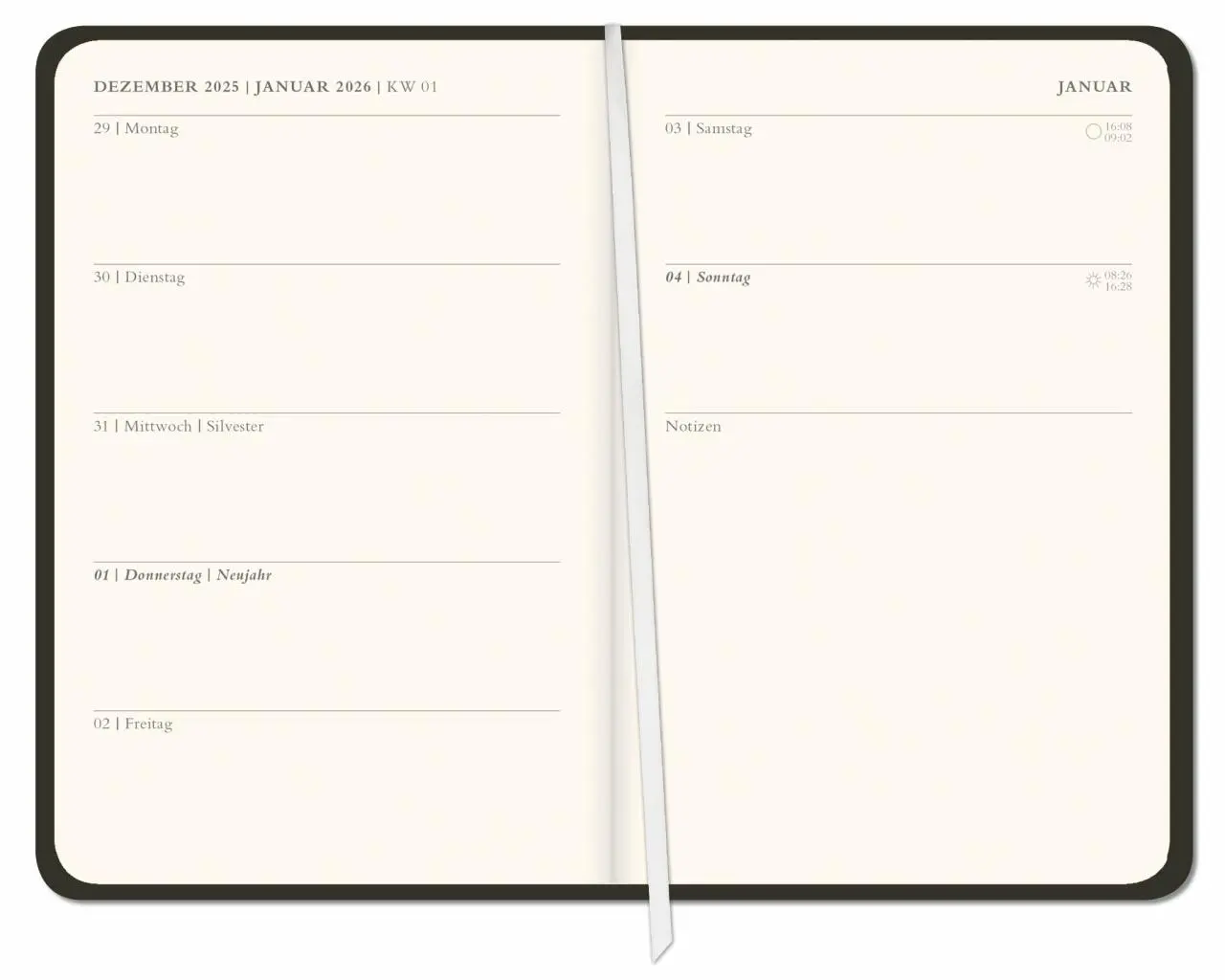 Bild: 9783756410484 | Diario Wochen-Kalenderbuch A6, schwarz 2026 | Buch | Bürokalender Heye