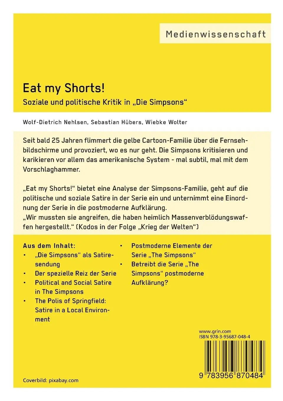 Rückseite: 9783956870484 | Eat my Shorts! Soziale und politische Kritik in "Die Simpsons" | Buch