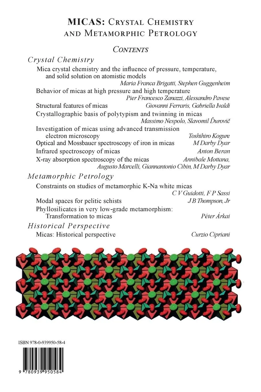 Rückseite: 9780939950584 | Micas | Crystal Chemistry &amp; Metamorphic Petrology | Mottana (u. a.)
