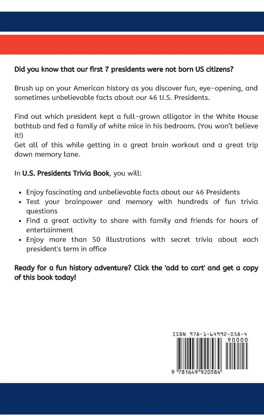 Rückseite: 9781649920584 | U.S. Presidents Trivia Book | Jacob Maxwell | Buch | Gebunden | 2023