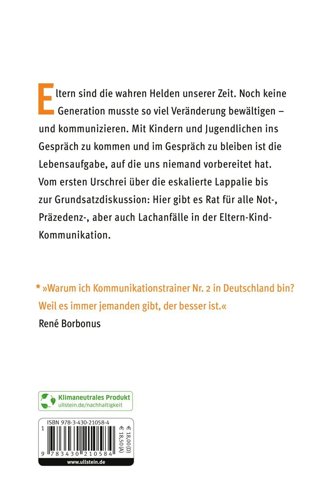 Rückseite: 9783430210584 | »Ich zähle jetzt bis drei!« | René Borbonus | Taschenbuch | 304 S.