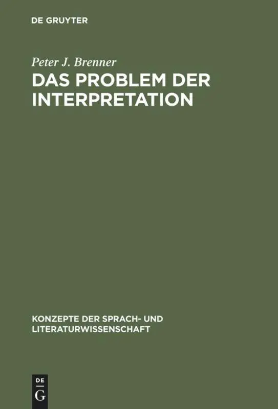 Cover: 9783484220584 | Das Problem der Interpretation | Peter J. Brenner | Buch | 387 S.