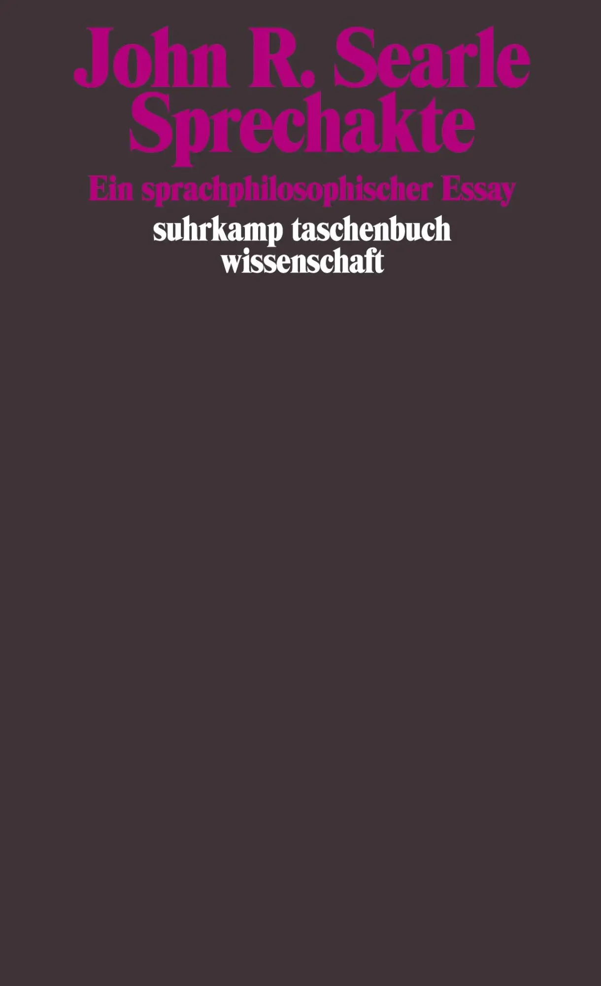 Cover: 9783518280584 | Sprechakte | Ein sprachphilosophischer Essay | John R. Searle | Buch