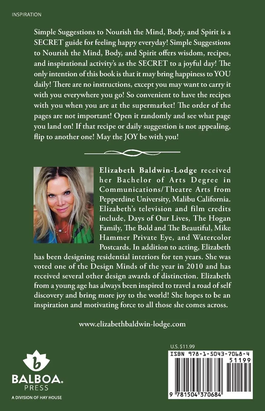 Rückseite: 9781504370684 | Simple Suggestions to Nourish the Mind, Body, and Spirit | Taschenbuch
