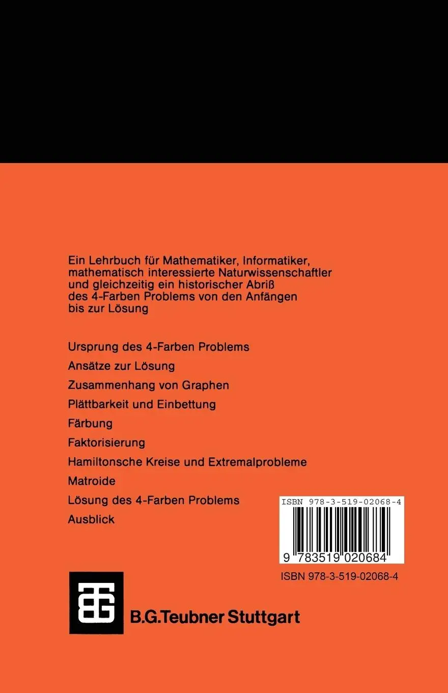 Rückseite: 9783519020684 | Graphentheorie | Eine Entwicklung aus dem 4-Farben Problem | Aigner