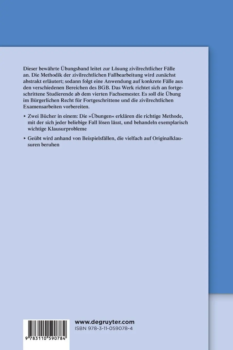 Rückseite: 9783110590784 | Übungen im Bürgerlichen Recht | Christoph A. Kern (u. a.) | Buch | XIV